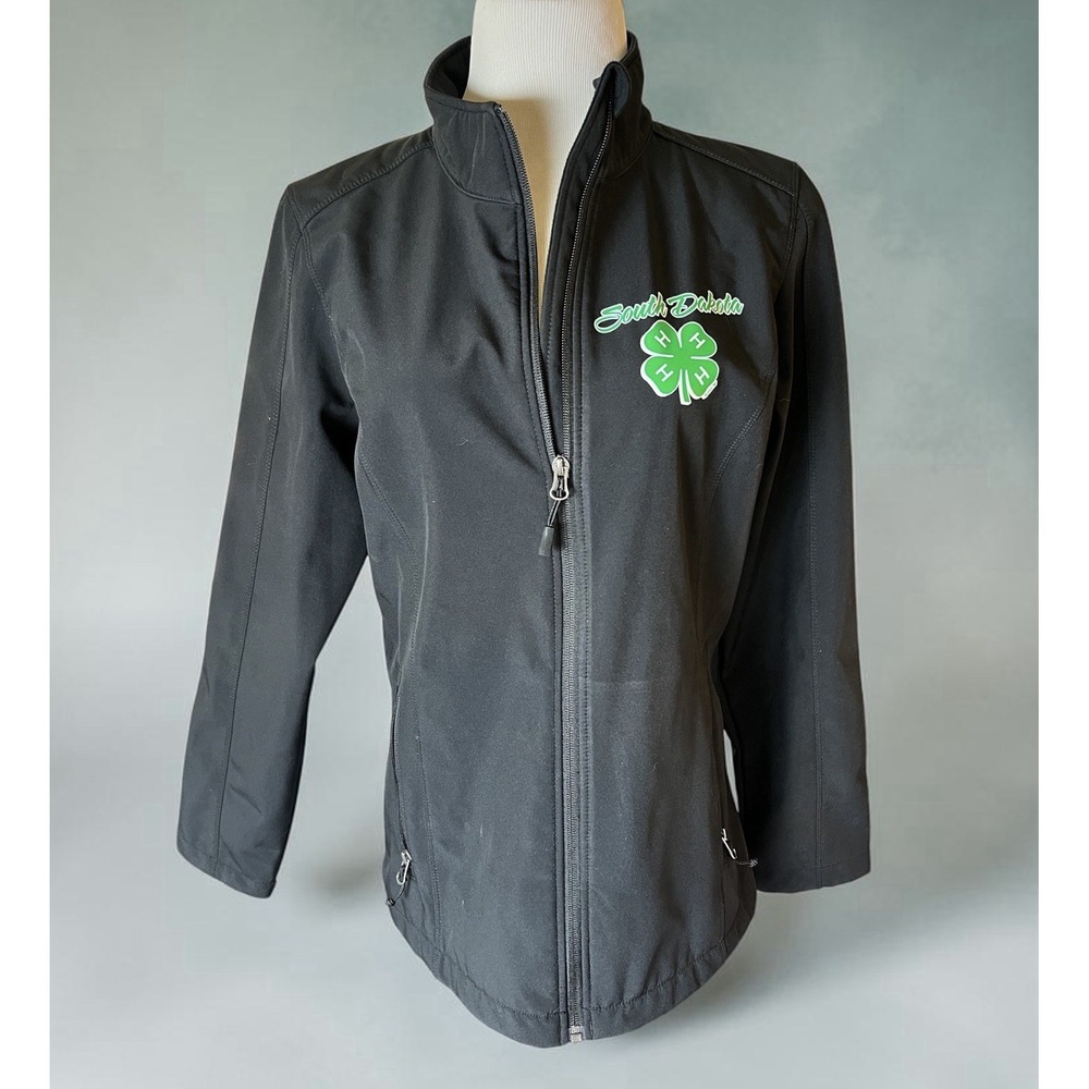 Port Authority Womens L Soft Shell Jacket South Dakota 4-H Black EUC